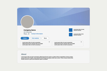 Linkedin banner mockup, abstract blue cover profile mockup presentation template