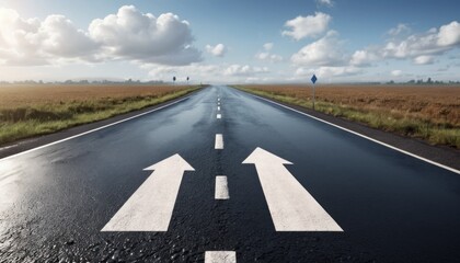 Fototapeta premium the road with letter start and 2025 on asphalt. start new life in new year 2025 concept