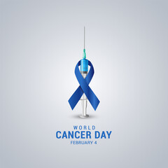 World Cancer Day concept. 4th February World Cancer Day creative banner, poster, 3d Illustration.