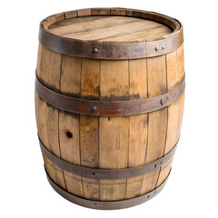 Obraz premium Wooden barrel, cut out, on isolated white background