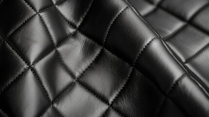 Fototapeta premium Black leather jacket, intricate quilted texture, modern fashion edge