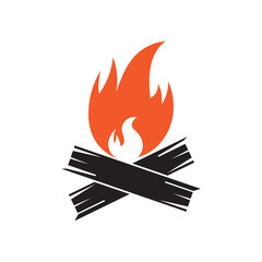 Hipster vintage bonfire logo design. Logo for camping, adventure wildlife, campfire.
