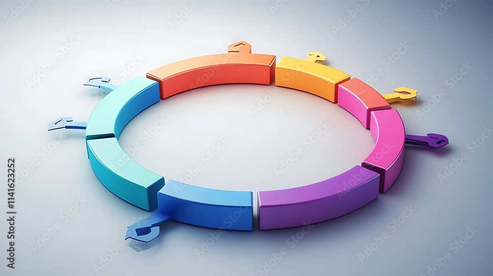 Poster 3d rendering of a colorful circular infographic ideal for data visualization presentations concept.