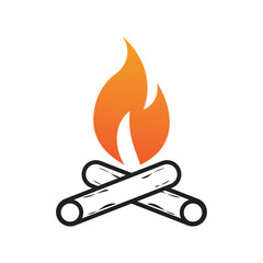 Hipster vintage bonfire logo design. Logo for camping, adventure wildlife, campfire.
