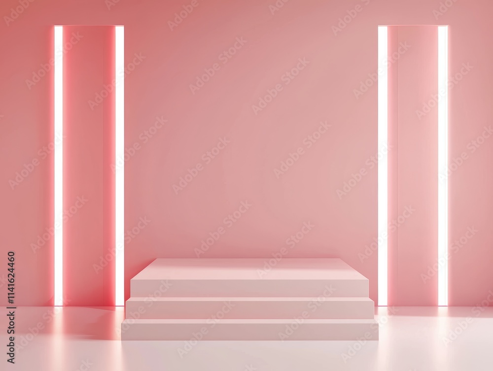 Poster subtle pink reflective surface with smooth gradients and highlights modern and minimalist background