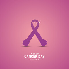 World Cancer Day concept. 4th February World Cancer Day creative banner, poster, 3d Illustration.