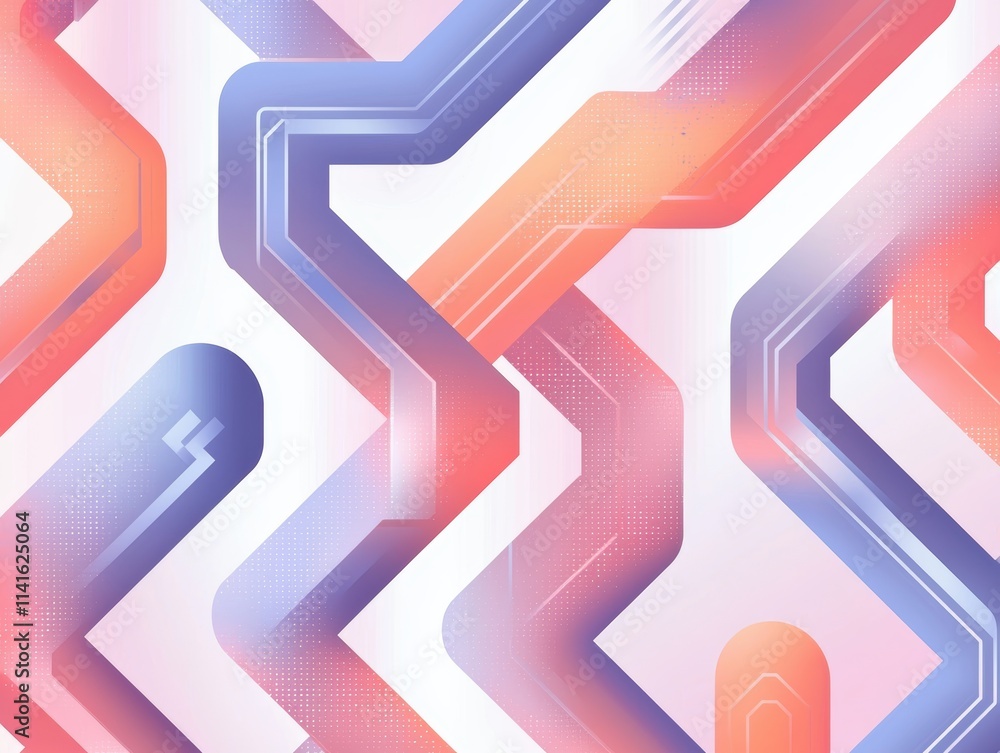 Poster modern tech-inspired pattern with abstract geometric shapes, holographic lights, and data clusters g