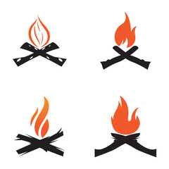 Hipster vintage bonfire set logo design. Logo for camping  adventure wildlife  campfire.