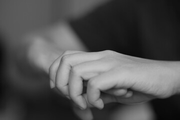 Black and white of hand gesture