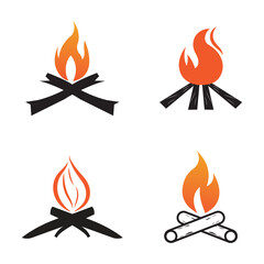 Hipster vintage bonfire logo design. Logo for camping, adventure wildlife, campfire.