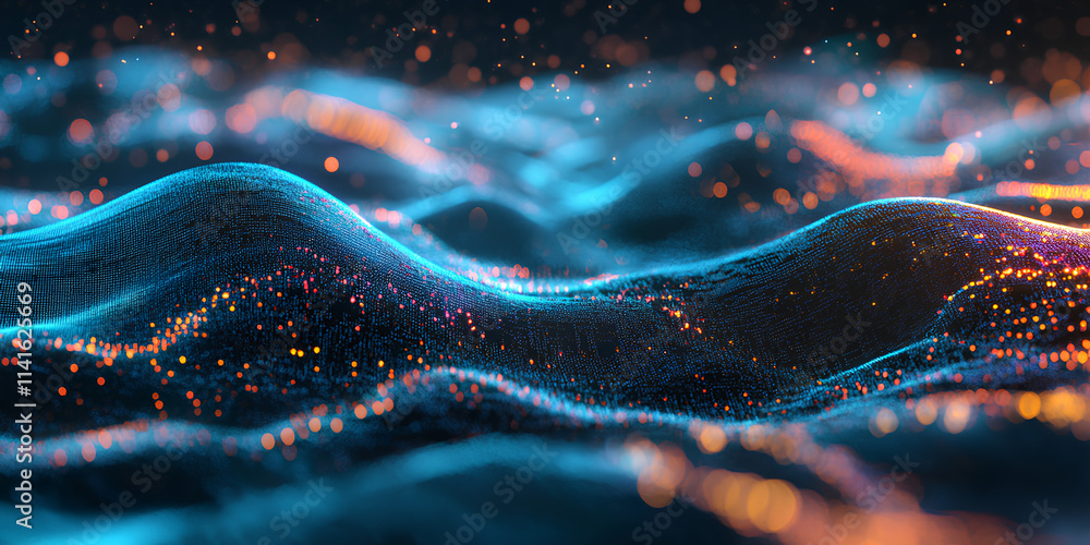 Aufkleber abstract landscape composed of shimmering particles, the light of the universe is a series of images