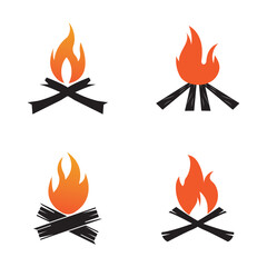 Hipster vintage bonfire set logo design. Logo for camping  adventure wildlife  campfire.