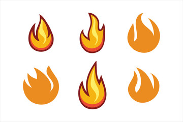 Bright Yellow Gas Flames - Set of Vector Flame Icons