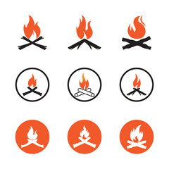 Hipster vintage bonfire set logo design. Logo for camping  adventure wildlife  campfire.