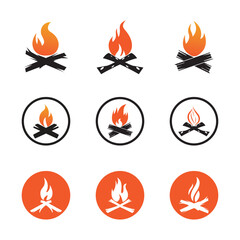 Hipster vintage bonfire set logo design. Logo for camping  adventure wildlife  campfire.