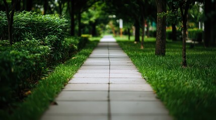 Obraz premium Pathway leading through lush greenery with a serene and inviting atmosphere