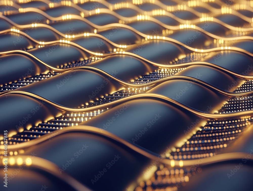 Poster pattern of futuristic microprocessor grids, abstract electronic circuits, and glowing interconnected