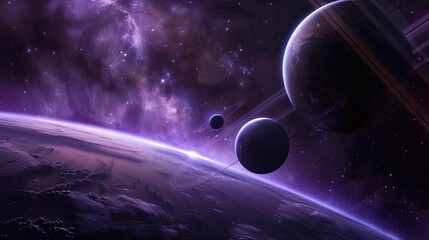 Obraz premium Space sky purple galactic background