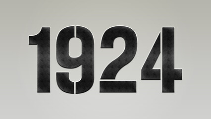 3D Bold metal number 1924 on silver background.