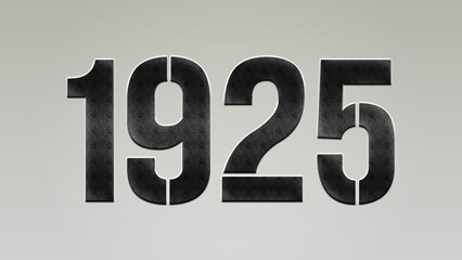 3D Bold metal number 1925 on silver background.