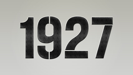 3D Bold metal number 1927 on silver background.