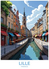 Lille France Vintage Travel Poster