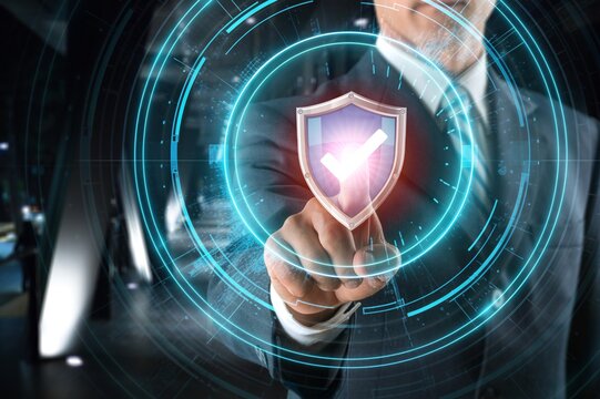 Cyber security network for data protection,  financial business concept.