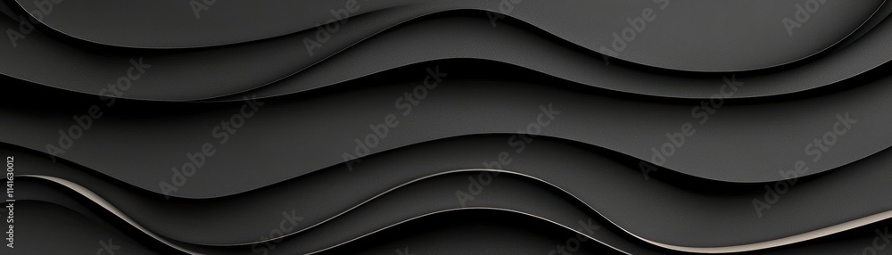 Poster smooth black paper layers with subtle curves and soft shadows minimal abstract texture perfect for e