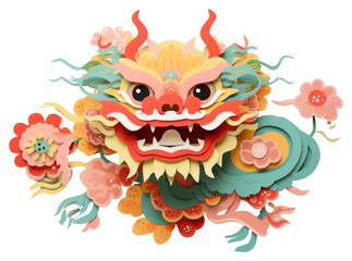 Naklejka premium PNG Dragon Dance dragon craft paper.