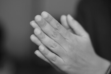 Black and white of hand gesture