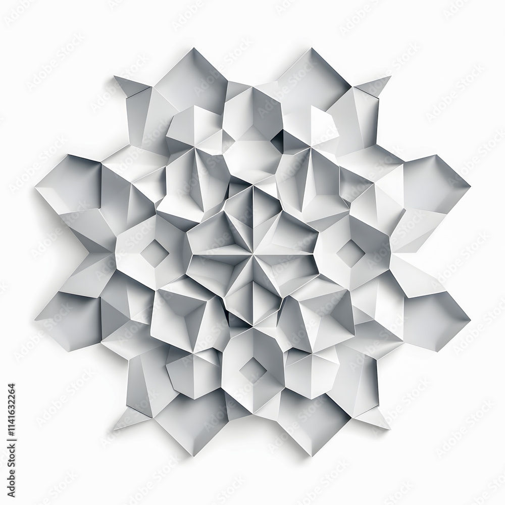 Poster abstract geometric paper design with 3d triangle pattern and blue light effect
