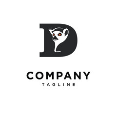 Letter D Lemur Logo Icon Vector
