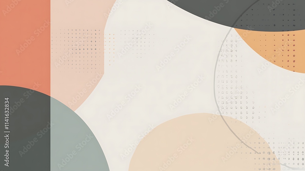 Poster modern abstract art featuring overlapping circles dots in calming earth tones.