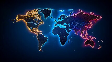 Glowing World Map Global Connections Digital Age