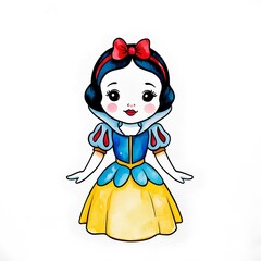 Whimsical Fairytale Princess Illustration, Snow white clipart, Birthday theme, decoration, Baby shower, baby girl, wall art, nursery, magical 