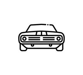 Classic car icon. Front view. Vector illustration on white background