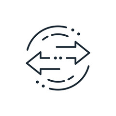 Mobile traffic transfer. Vector linear icon on white background.