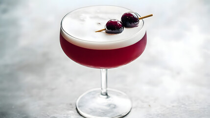 Luxurious Red Cocktail with Cherries