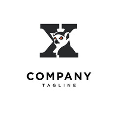 Letter X Lemur Logo Icon Vector