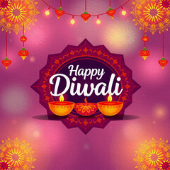 Happy Diwali illustration. Pattern for banners, covers, greeting cards, for printing on wall decorations.