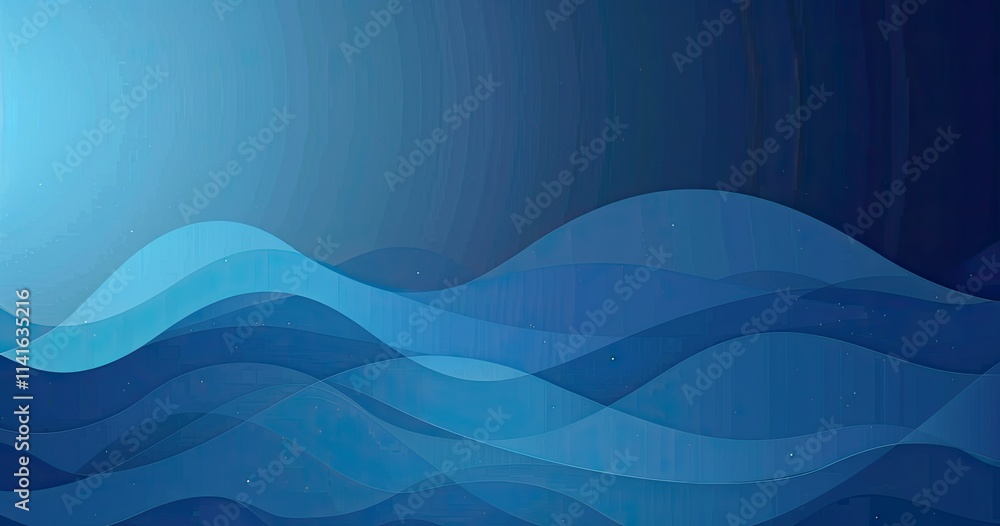 Aufkleber abstract waves in shades of blue, creating a serene and calming visual effect.