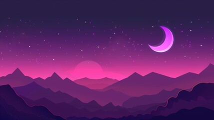 Night pink sky purple galactic background