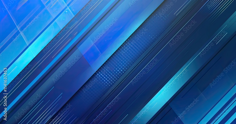 Poster abstract blue geometric design with diagonal lines and gradients for digital backgrounds.
