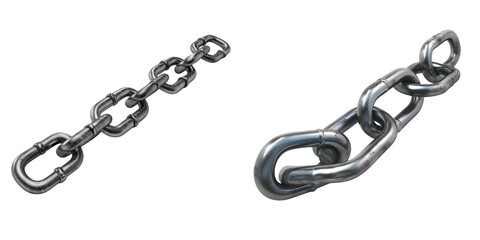 Metal chain links. 3d rendering illustration isolated on a white background. Generative AI.