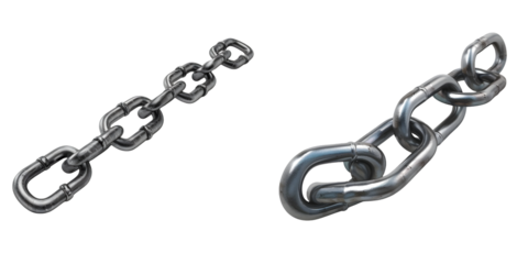 Metal chain links. 3d rendering illustration isolated on a white background. Generative AI.