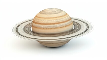 Stunning 3D Representation of Saturn Surrounded by Its Iconic Rings, Showcasing the Planet's Striking Colors and Features Against a Clean White Background