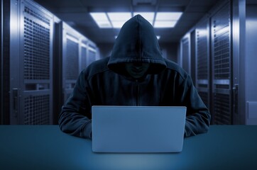 hooded hacker for online security concept