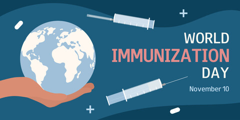 Fototapeta premium World Immunization Day. November 10. Concept design for medical banner, poster, greeting card, flyer.