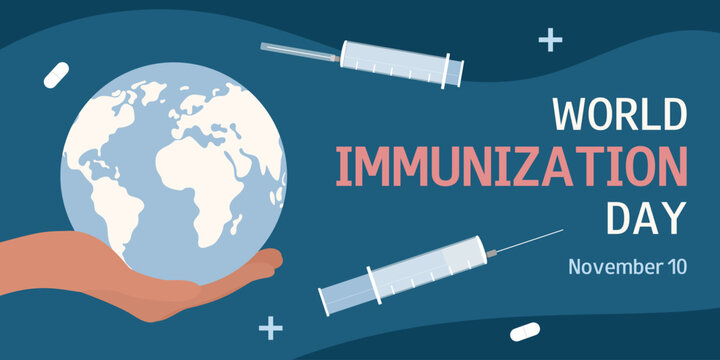 World Immunization Day. November 10. Concept design for medical banner, poster, greeting card, flyer.
