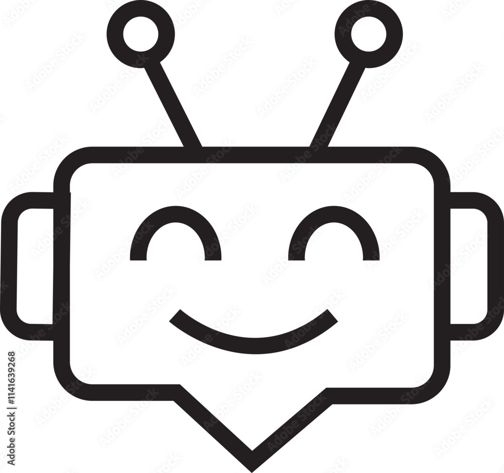 Aufkleber chatbot icon in line style. robot assistant sign. assistant ai message service. robot head in speech